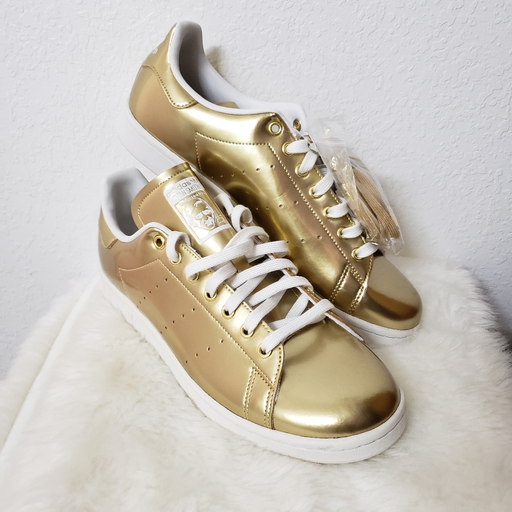 🚫SOLD🚫 adidas men's stan smith sneaker shoes gold metallic - Picture 9 of 16